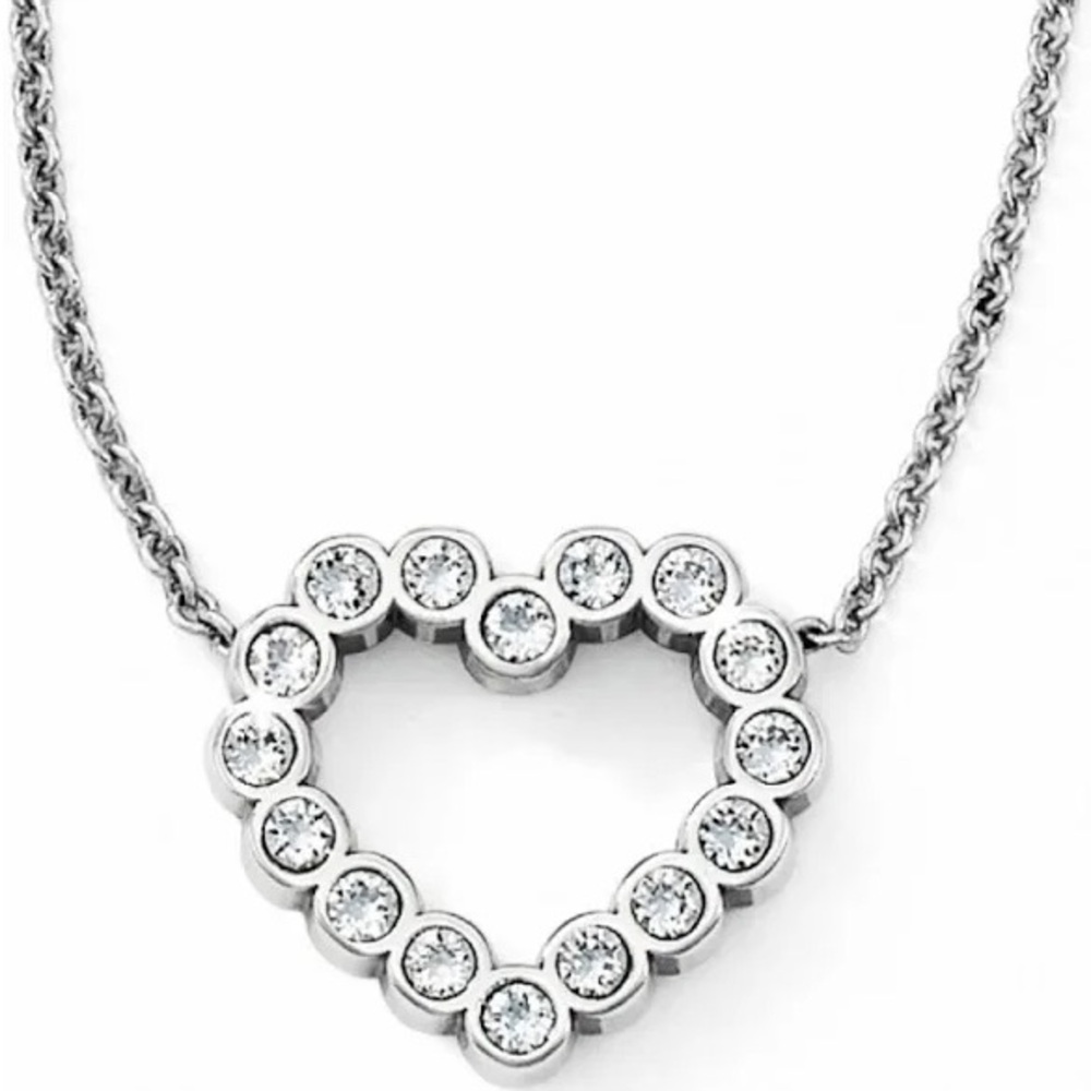 Brighton Vintage Women’s U R Loved Crystal heart pendant silver necklace